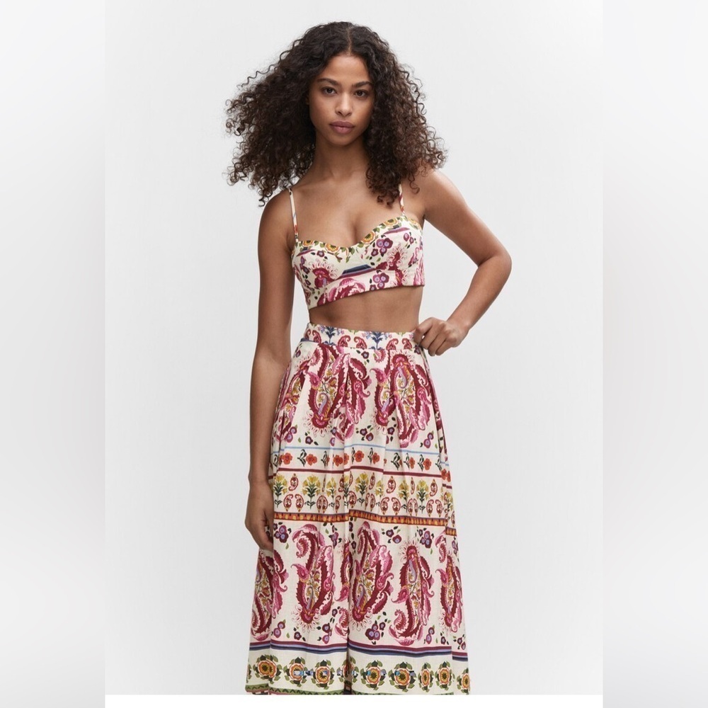 Caroline Constas NWT Linen Floral Printed Long Midi Skirt Size XS - Picture 2 of 15